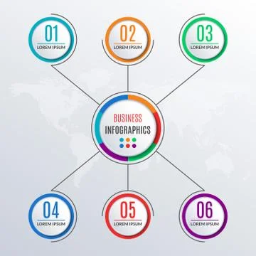 Step infographics for business presentation. Circle infographic template with 6  Stock Illustration