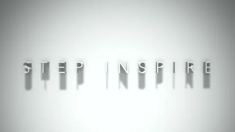 Step inspire 3D title animation white text on a white background Stock Footage 299749540