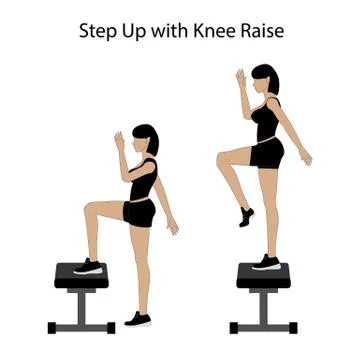 Step up with knee raise exercise Stock Illustration