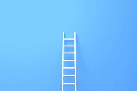 Step ladder on a blue wall with copy space Stock Illustration