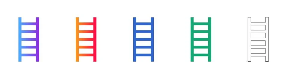 Step Ladder Construction and Maintenance Icons Stock Illustration