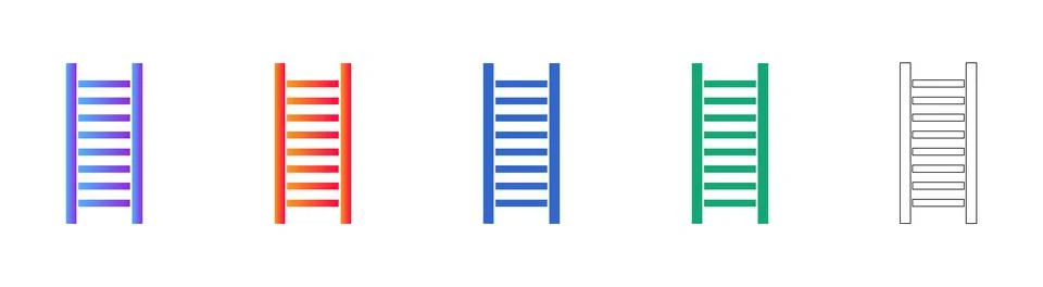Step Ladder Construction Icon Set Stock Illustration