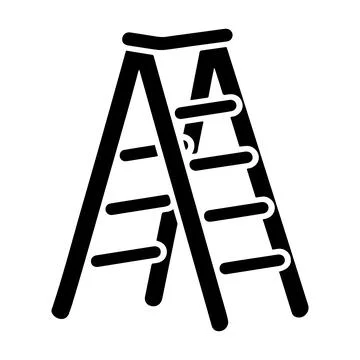 Step Ladder Foldable Ladder Clipart Construction Tool Silhouette Printable .. Stock Illustration
