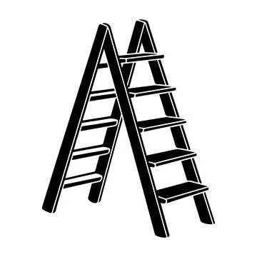 Step Ladder Foldable Ladder Clipart Construction Tool Silhouette Printable .. 스톡 일러스트