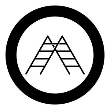 Step ladder icon in circle round black color vector illustration flat style i Stock Illustration