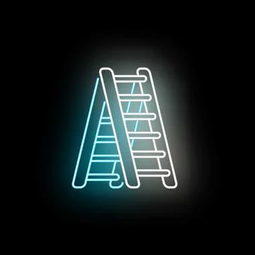 Step ladder neon glowing icon on black background 스톡 일러스트