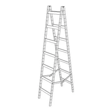 Step ladder wireframe Stock Illustration