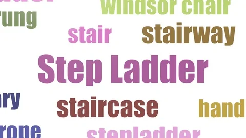 Step Ladder Word Cloud Animated Isolated On White Stock Footage 103670453