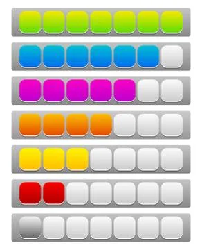Step, level, progress indicator with 7 units Stock Illustration