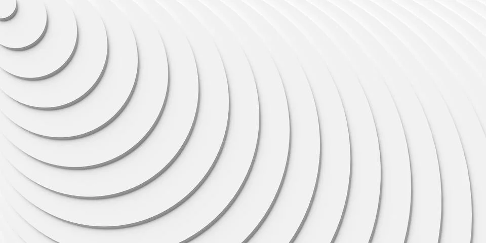Step offset white concentric cylinders or circles background wallpaper banner Stock Illustration