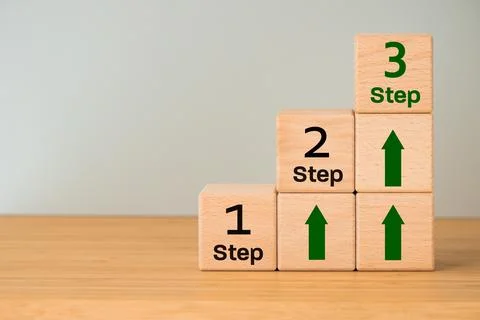 Step one second and third, Concept, career and development path, Learning  Stock Photos