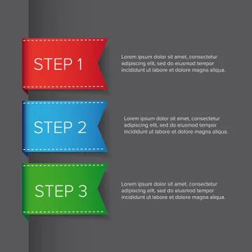Step one two three bookmark ribbon -  progress vector Stock Illustration