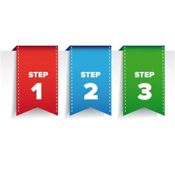 Step one two three bookmark ribbon -  progress vector Ilustración de archivo