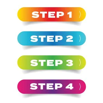 Step One Two Three Four progress button Illustrazione stock