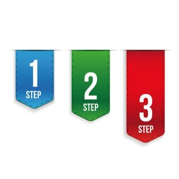 Step One, Two, Three progress vector Stock Illustration