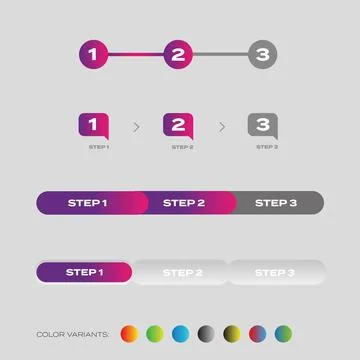 Step one two three Progress bar web button Stock Illustration