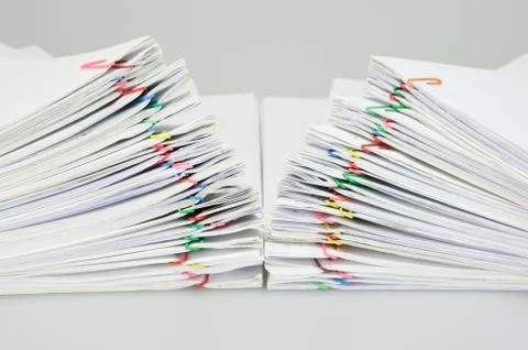 Step pile overload document of receipt and report Stock Photos