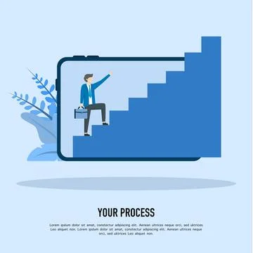 Step process, effective business progress or development. Illustrazione stock