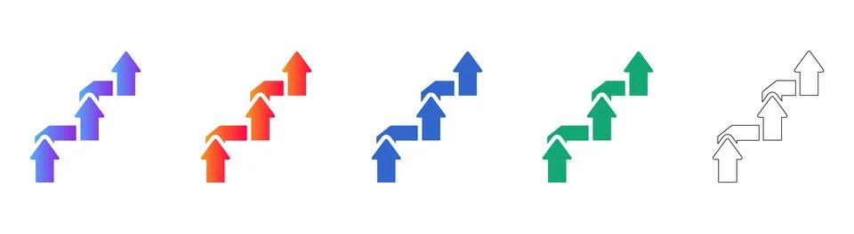 Step Progression Arrow Icons Illustrazione stock