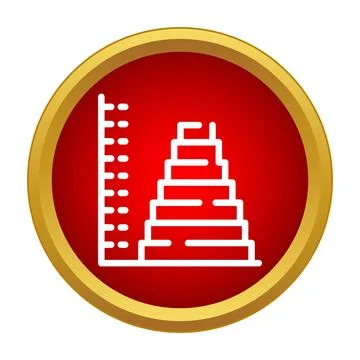 Step pyramid icon measuring progress on a red button 스톡 일러스트