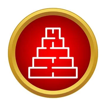 Step pyramid icon on a red and gold button for web design Stock Illustration