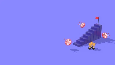 Step to Reach Target Or Goals Animation With Copy Space. Stock Footage 293269612