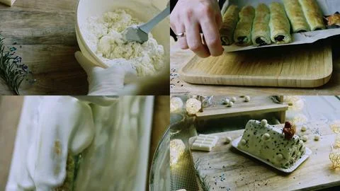 Step sequence of mixing pastries icing and presentation 스톡 사진