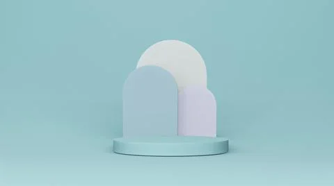 Step Stage Podium Stage backdrop with Arabic arch . 3d rendering Ilustración de archivo
