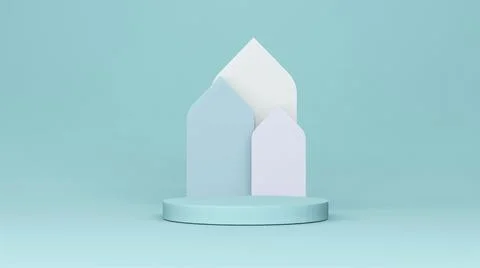 Step Stage Podium Stage backdrop with Arabic arch . 3d rendering Ilustración de archivo