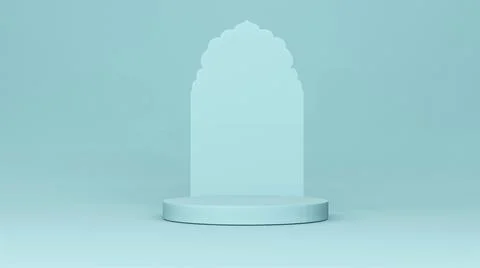 Step Stage Podium Stage backdrop with Arabic arch . 3d rendering 스톡 일러스트