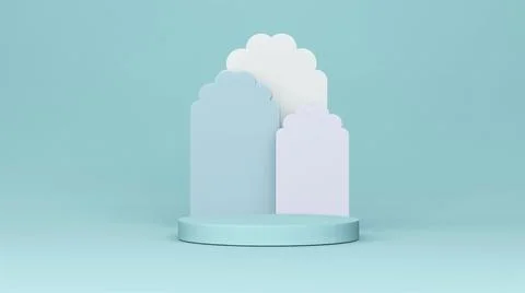 Step Stage Podium Stage backdrop with Arabic arch . 3d rendering 스톡 일러스트