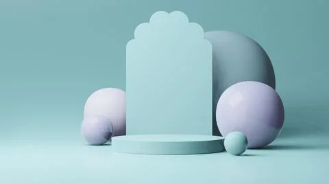 Step Stage Podium Stage backdrop with Arabic arch . 3d rendering 스톡 일러스트