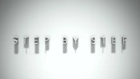 Step by step 3D title animation with shadows on a white background Stock Footage 297856014
