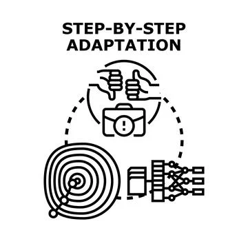 Step by step adaptation process with business feedback cycle Stock Illustration