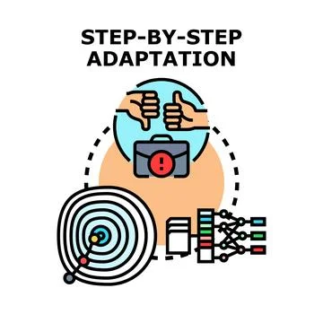 Step by step adaptation process with business feedback cycle Stock Illustration