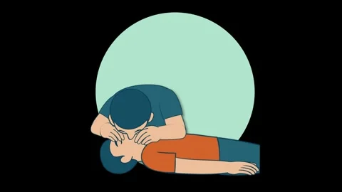 Step-by-Step Animation of Rescue Breaths in CPR Procedure Stock Footage 317602280
