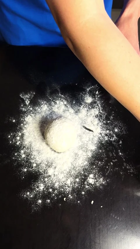 Step by step bread preparation. stretching, folding, and proofing dough Stock Footage 317695870