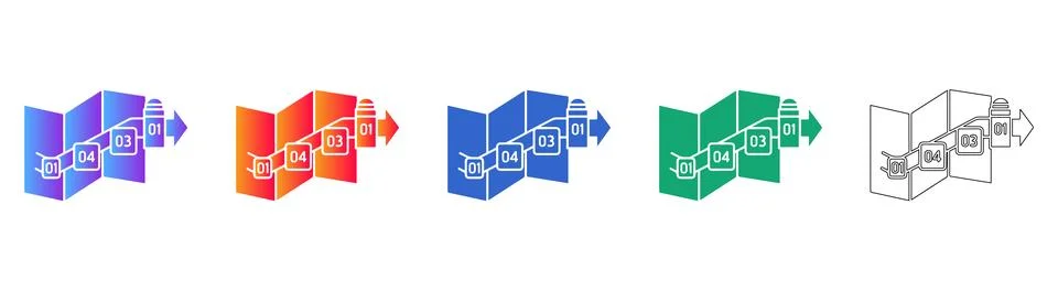 Step by Step Business Process Flowchart Icons イラスト素材