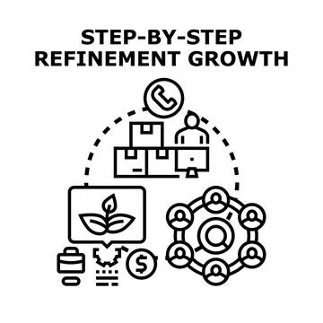 Step by step business refinement process optimizing growth Stock Illustration