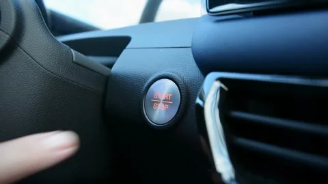 Step-by-step car start with push button, switching modes from accessory to Stock Footage 317938490