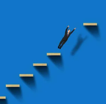 Step by step on the career ladder is a man who makes a great effort to leap t Stock Illustration