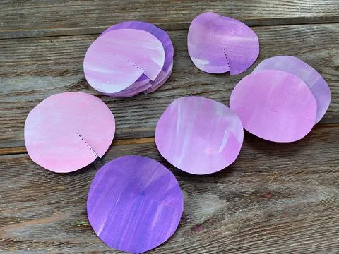 Step by step, for children how to make a 3D volumetric flower from paper. Stock Photos