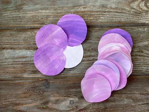 Step by step, for children how to make a 3D volumetric flower from paper. Stock Photos