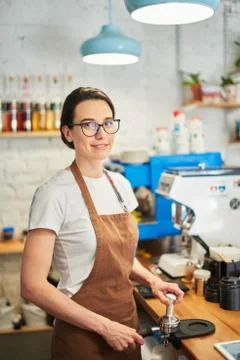 Step by step coffee preparing process in close up. Stock Photos