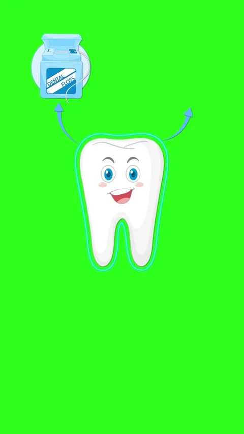 Step-by-Step Dental Flossing Instructions With Cartoon Tooth Stock Footage 314692103