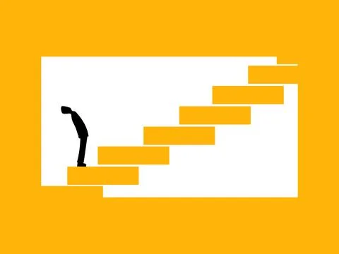 Step by step development, Progress, Looking to the future, man looking up t.. 库存插图