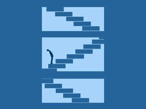 Step by step development, Progress, Looking to the future, Businessman look.. 库存插图