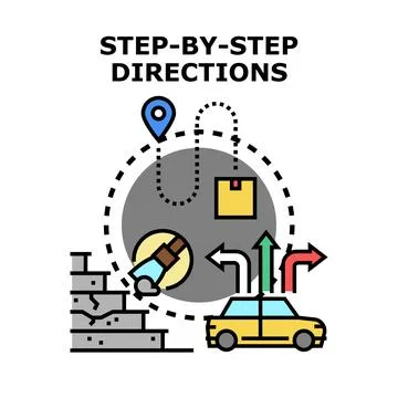 Step by step directions for location navigation and delivery 스톡 일러스트