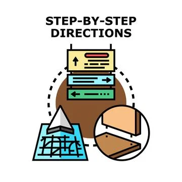 Step by step directions process concept instruction guide 스톡 일러스트