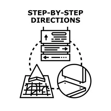 Step by step directions process concept instruction guide Stock Illustration